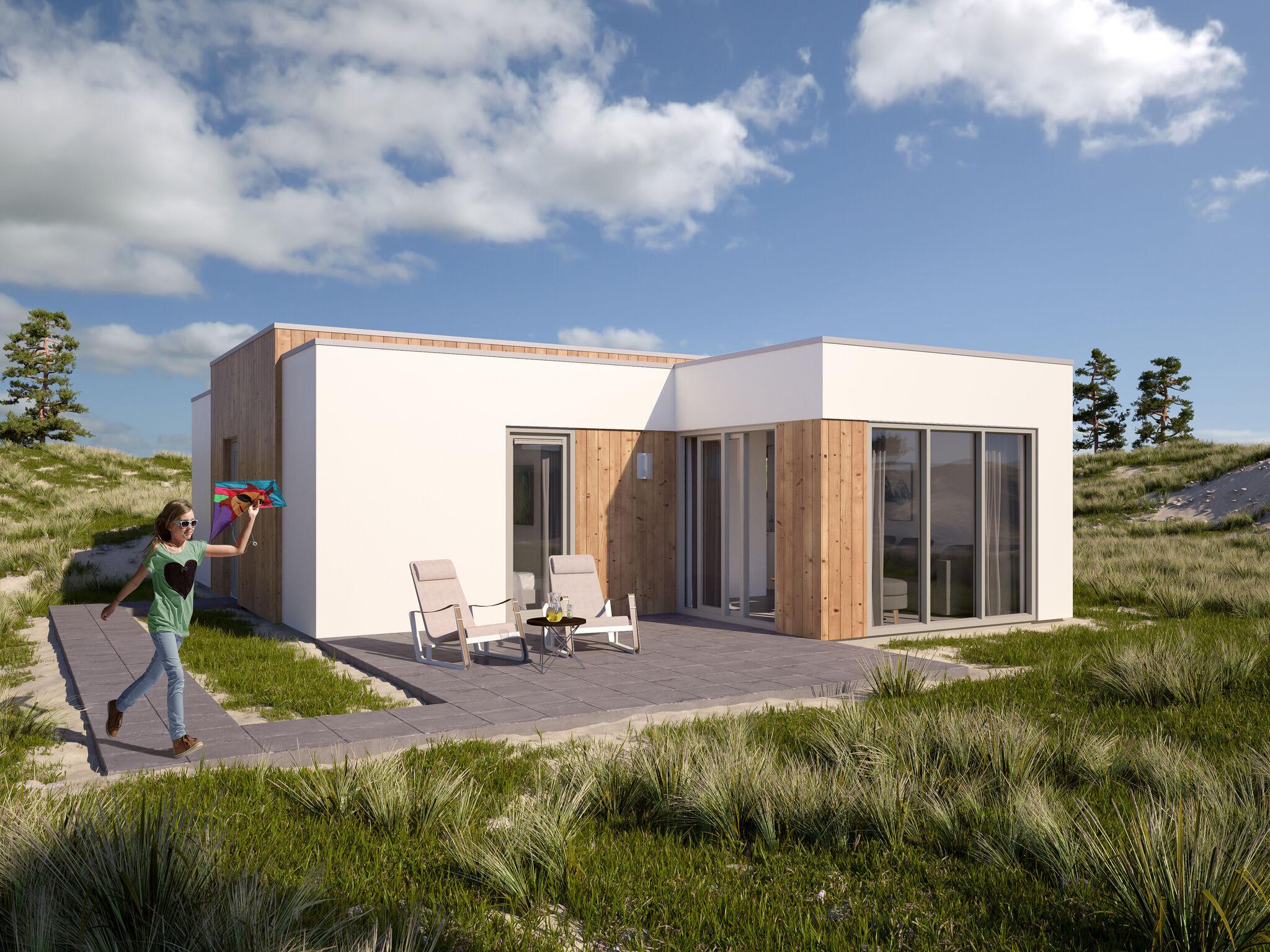 Moderne bungalow voor 4 personen met twee badkamers, 500 m. van het strand