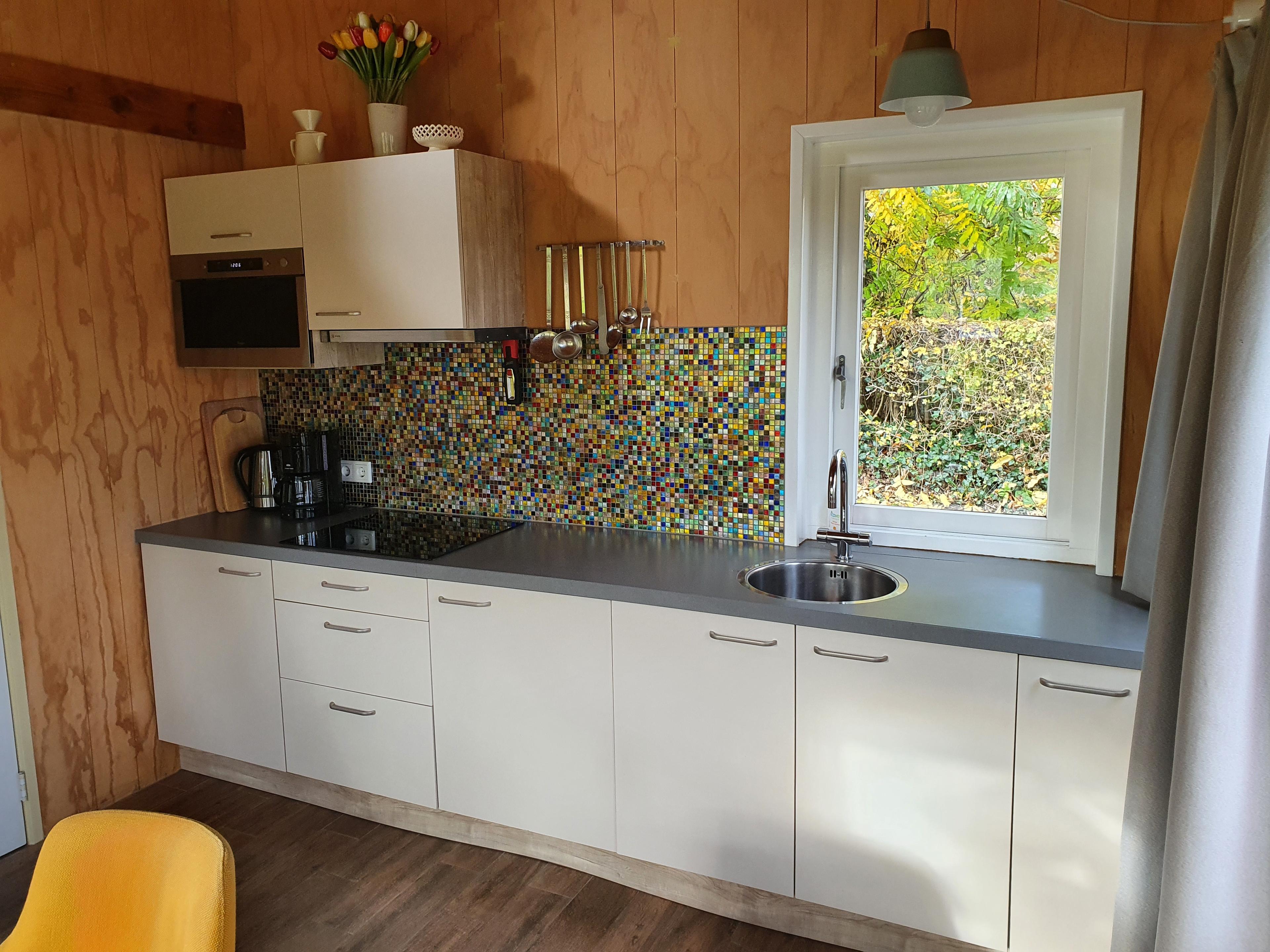 Volledig ingerichte keuken met magnetron